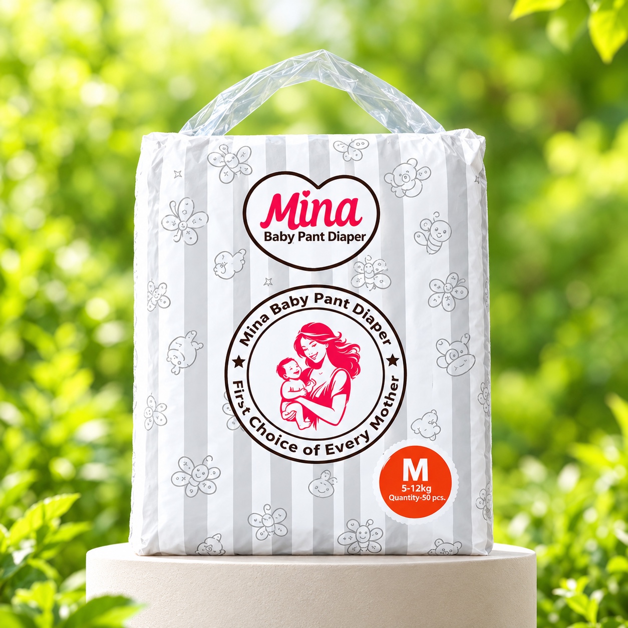 Mina Pant Diaper Medium (M) 50 Pcs Pack For Kids, Dryness,Safety & Comfort.